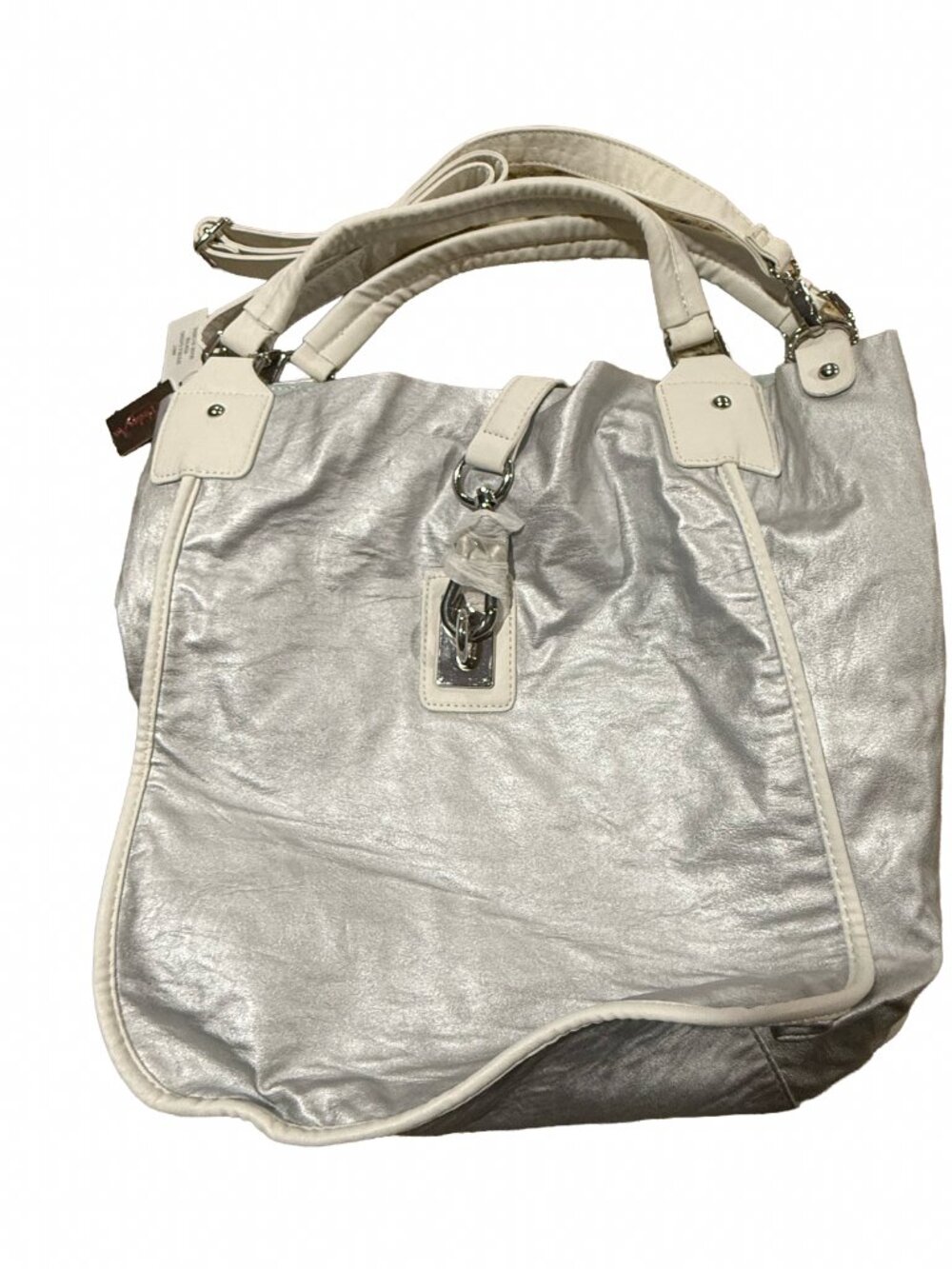 Penelope Ann Pewter Metallic Silver 2 in 1 Tote Crossbody Bag Set NWT 69017